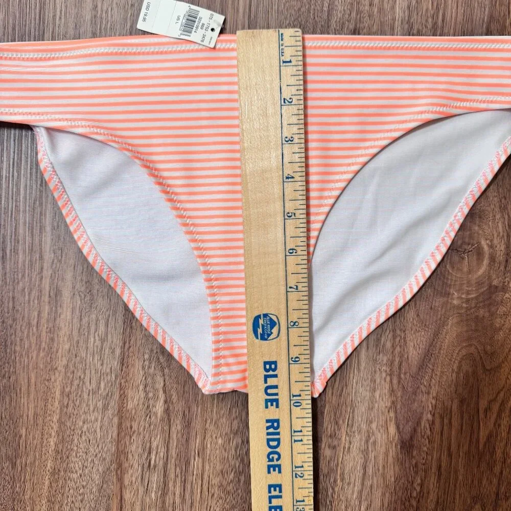 Aerie Orange Stripe MED Ruffle Bikini Top LARGE Bottom Two Piece Swimsuit READ - Picture 10 of 13
